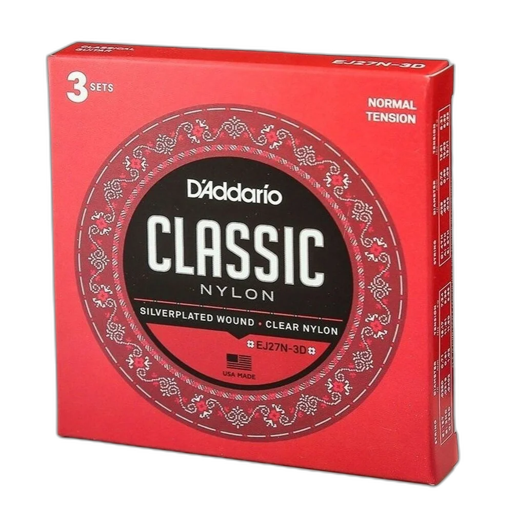 Kit 3 Encordoamento Cordas Violão Nylon D'addario Ej27n 3d