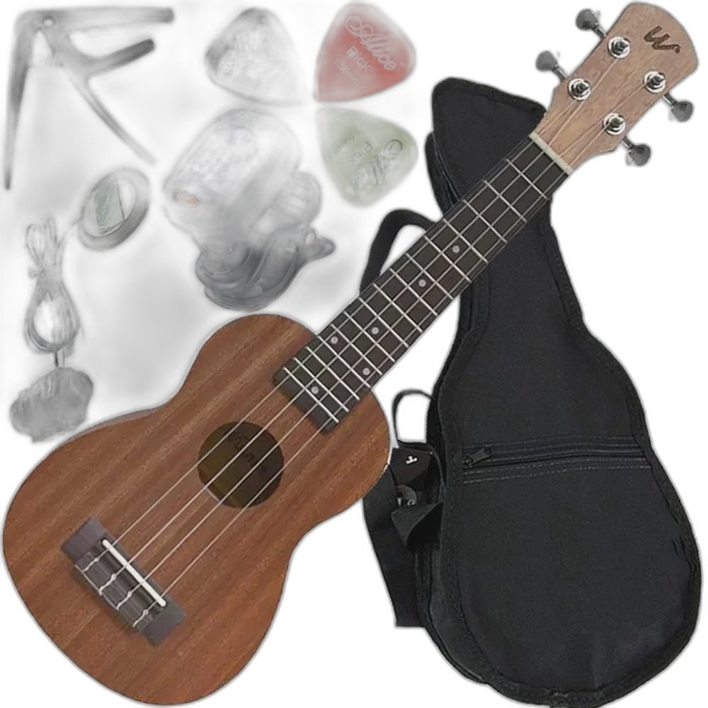 Kit Ukulele Soprano Elétrico Winner 21 Sapele Laminado Nt