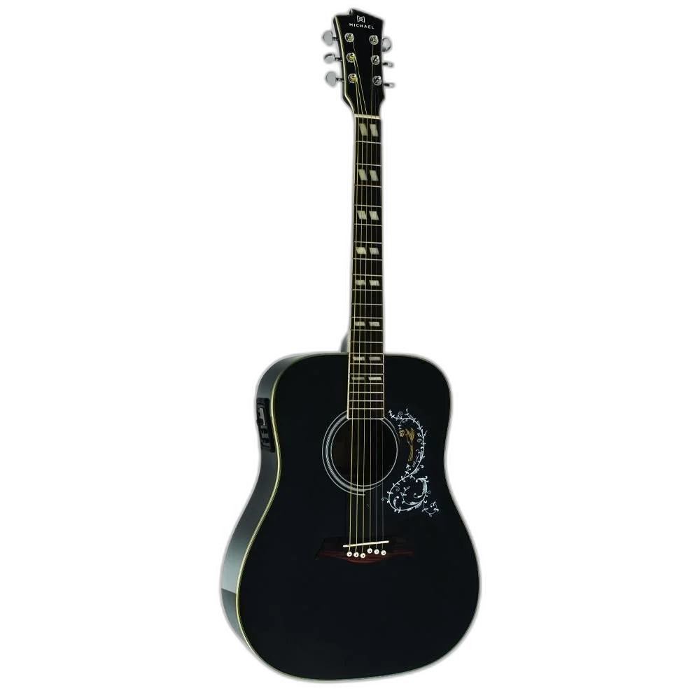 Violão Michael VM925 DT Preto Elétrico Folk + Capa + Correia