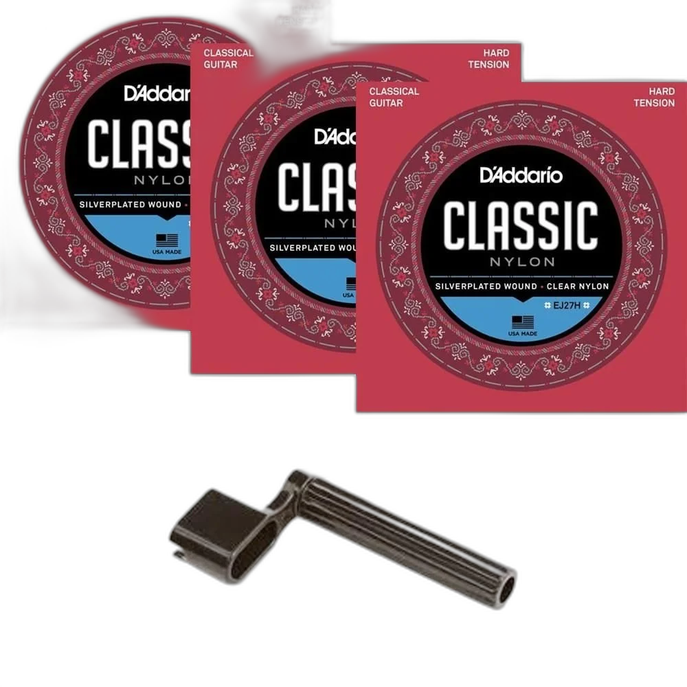 Kit 3 Encordoamentos Violão Nylon Daddario EJ27H Encordoador