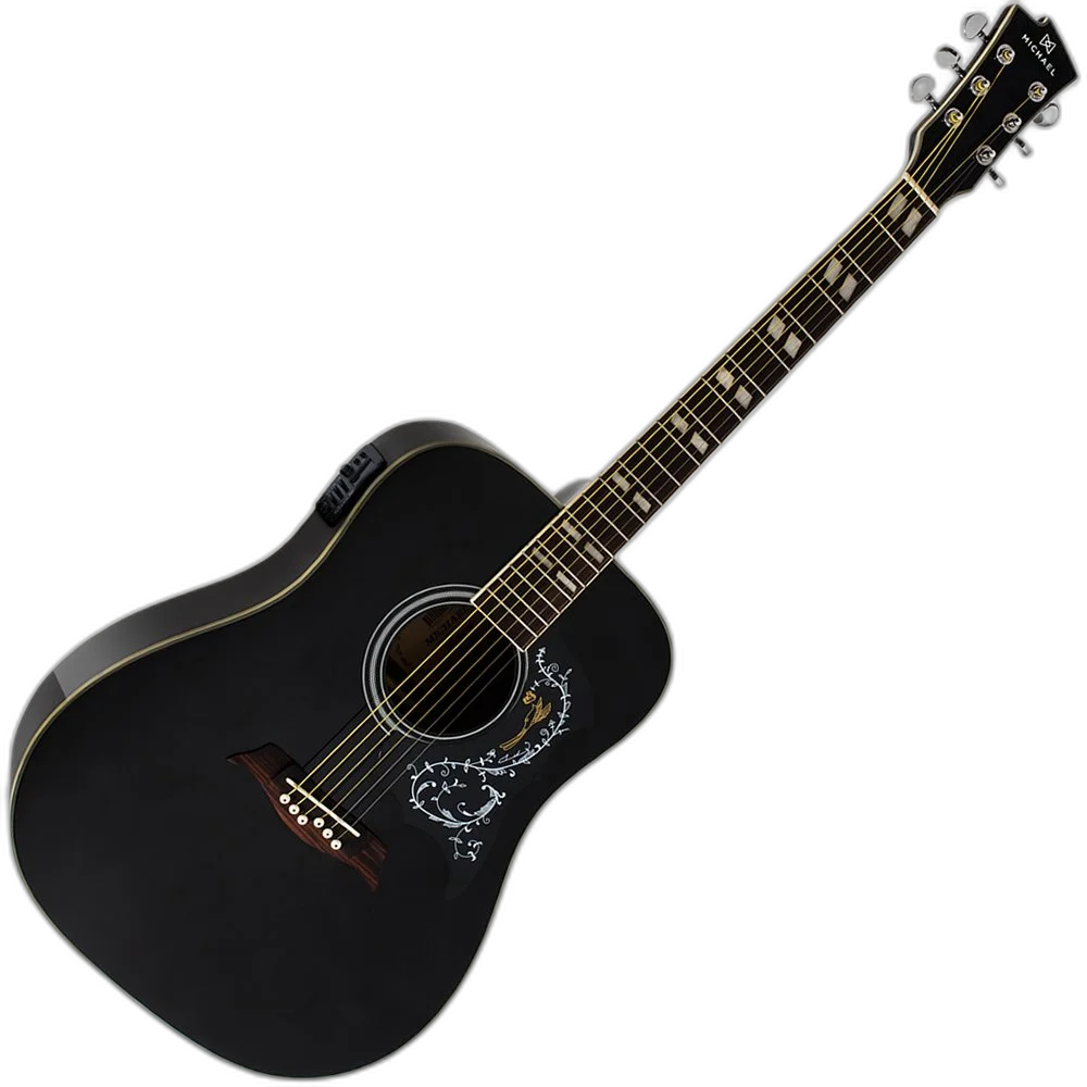 Kit Violão Elétrico Folk Michael VM925DT BK Galaxy Preto Vx10