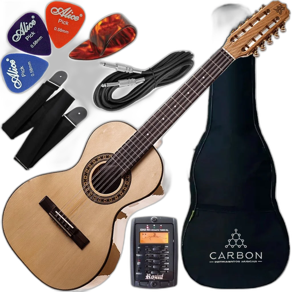 Kit Viola Rozini Rv217 Cinturada Dourada Eletrica Captação