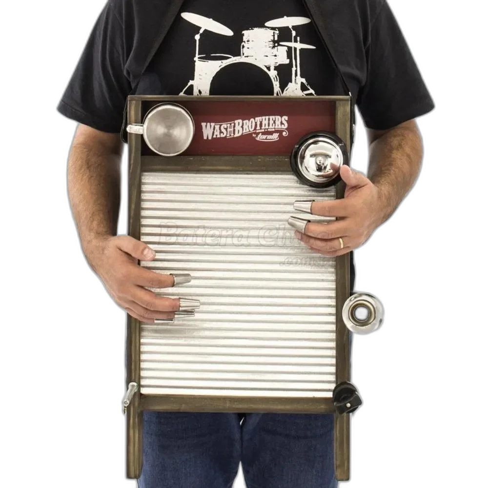 Washboard Torelli TWB39 WashBrothers Aluzinco Grande Percussão Tábua de Lavar com Sino e Buzina