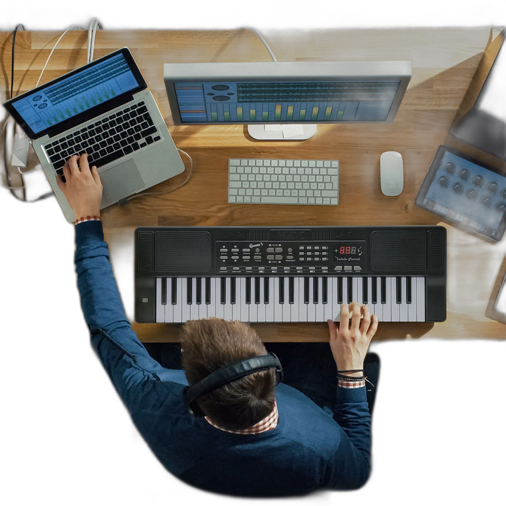 Teclado Queens Max 61 Teclas Multi Funções Com Fonte