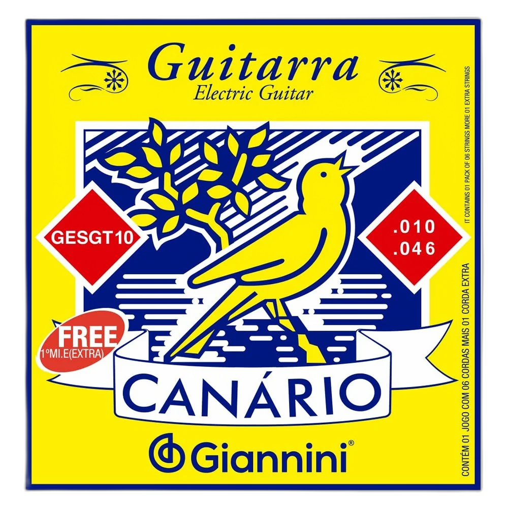 Encordoamento Guitarra 6 Cordas Giannini Canário GESGT10 (.010 – .046)
