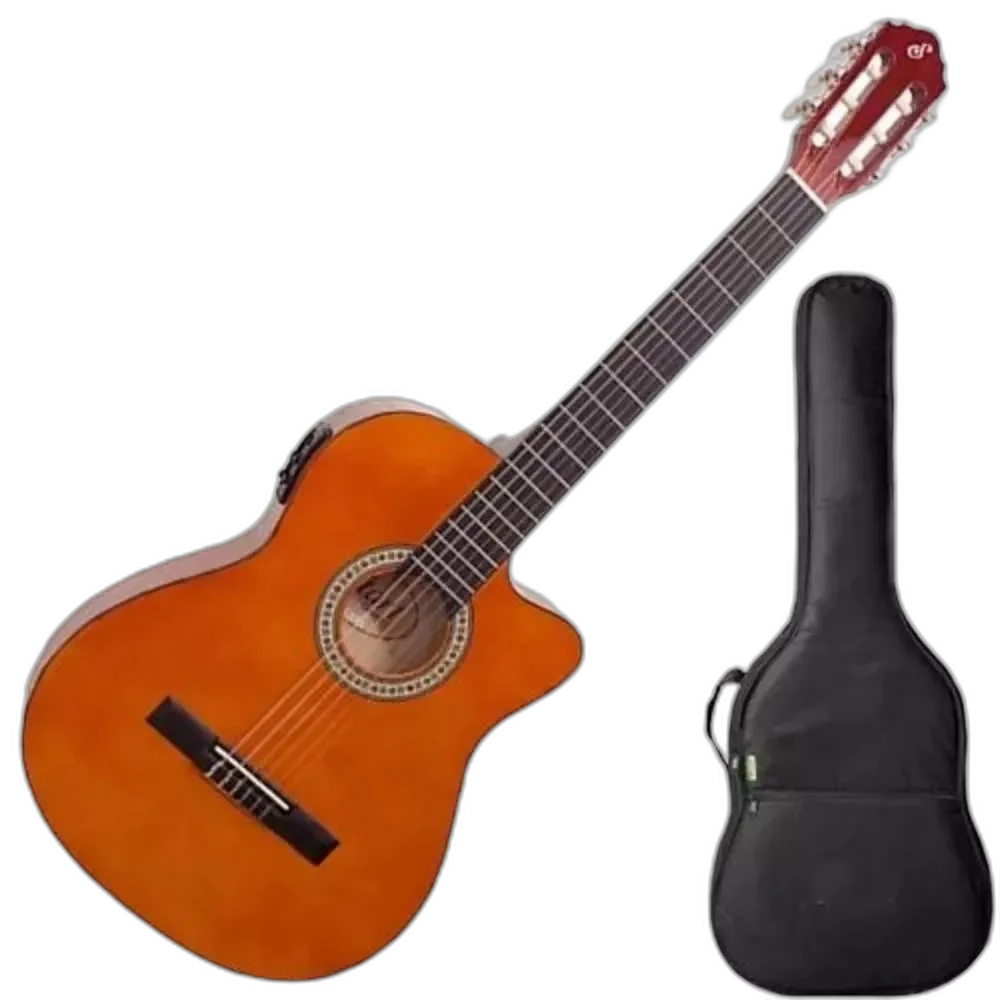 Violao Flat Nylon Eletrico Giannini Nf-14 Ceq Natural + Bag