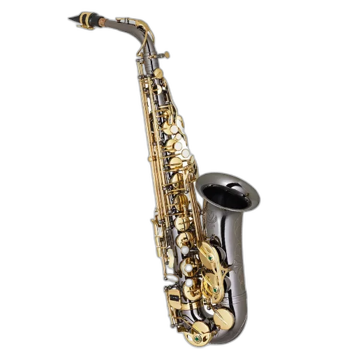 Saxofone Alto Eagle SA500BG Black Onyx com Chaves Douradas Afinação Si Bemol Estojo Extra Luxo
