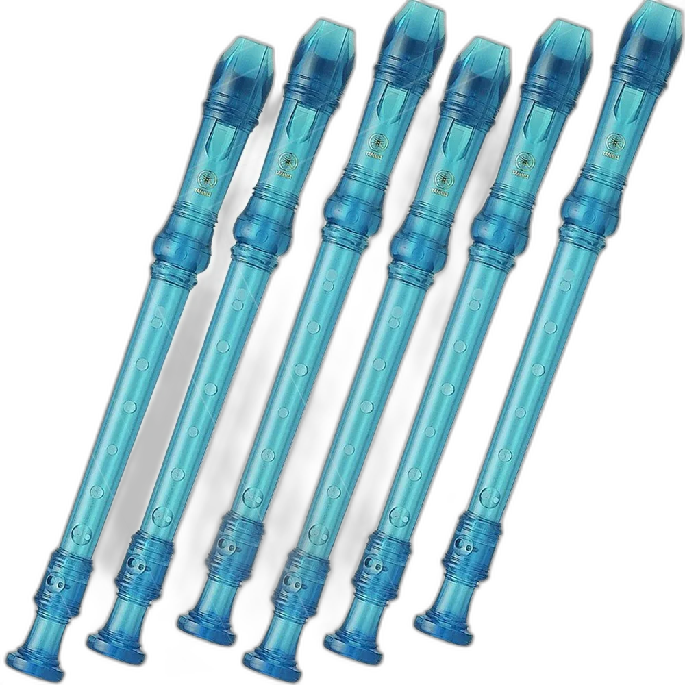 Kit C/6 Flauta Doce Yamaha Soprano Germanica Yrs20 Gb Azul