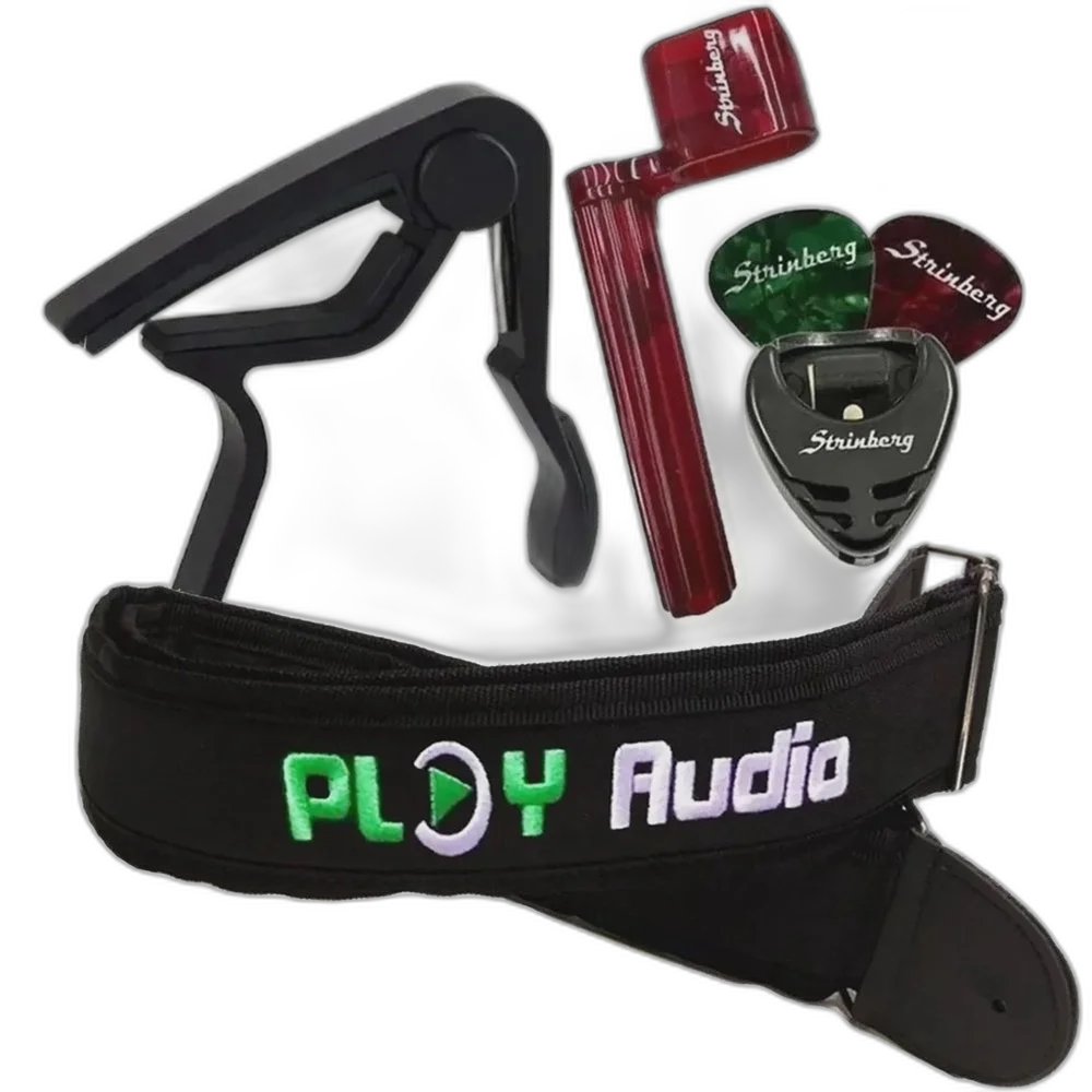 Kit Para Violão Completo Com Capotraste/ Correia/ Encordoador/ Porta Palhetas