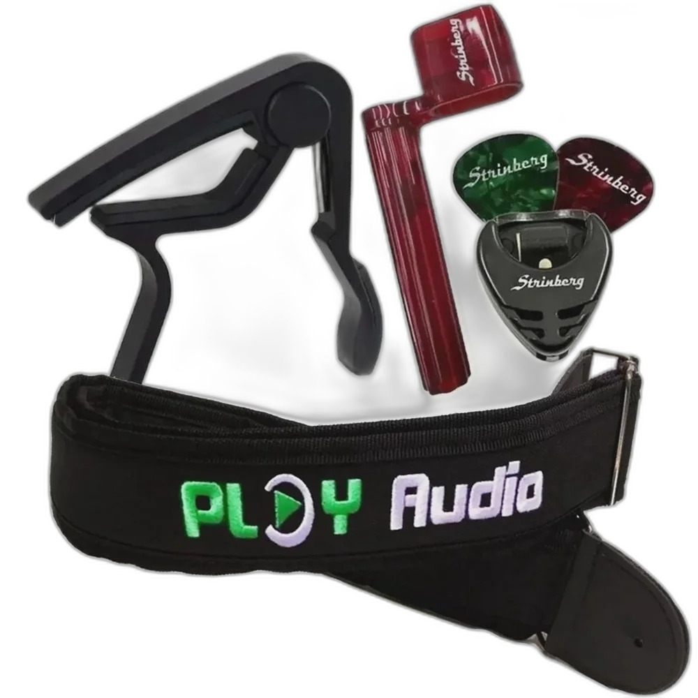 Kit Para Violão Completo Com Capotraste/ Correia/ Encordoador/ Porta Palhetas