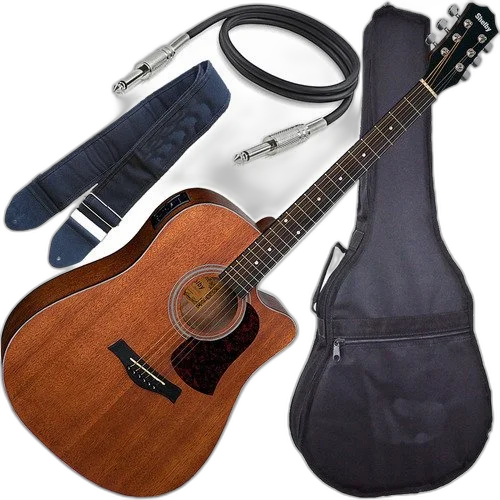 Kit Violão Elétrico Folk Mogno Eq 3 Bandas Sgd195c Shelby