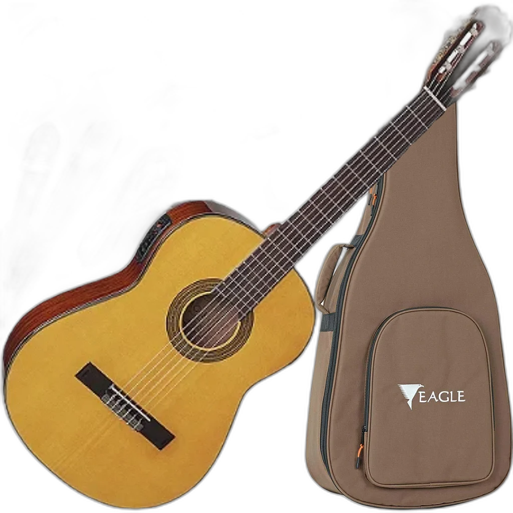 Kit Violão Elétrico Eagle DH69T Nylon Natural Brilhante Vx02