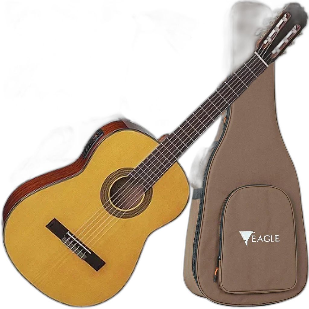 Kit Violão Elétrico Eagle DH69T Nylon Natural Brilhante Vx03
