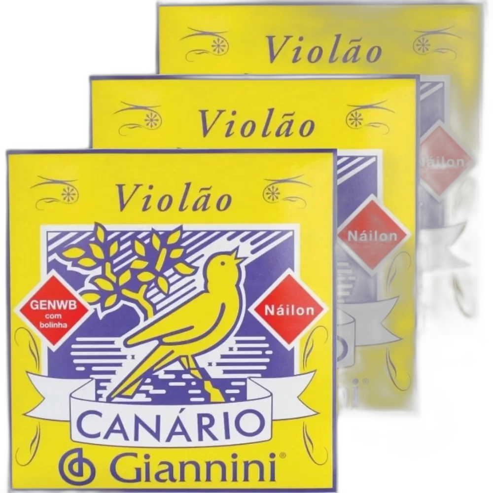 Encordoamento Canario Para Violão de Nylon Giannini Genwb Kit com Três