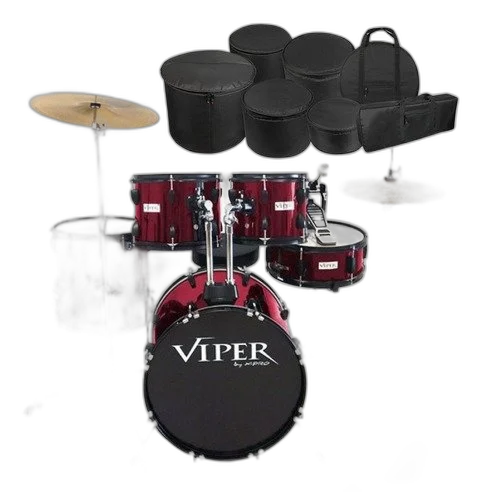Bateria Acústica Xpro C.ibanez Viper Vinho C/ Kit Capa Bag