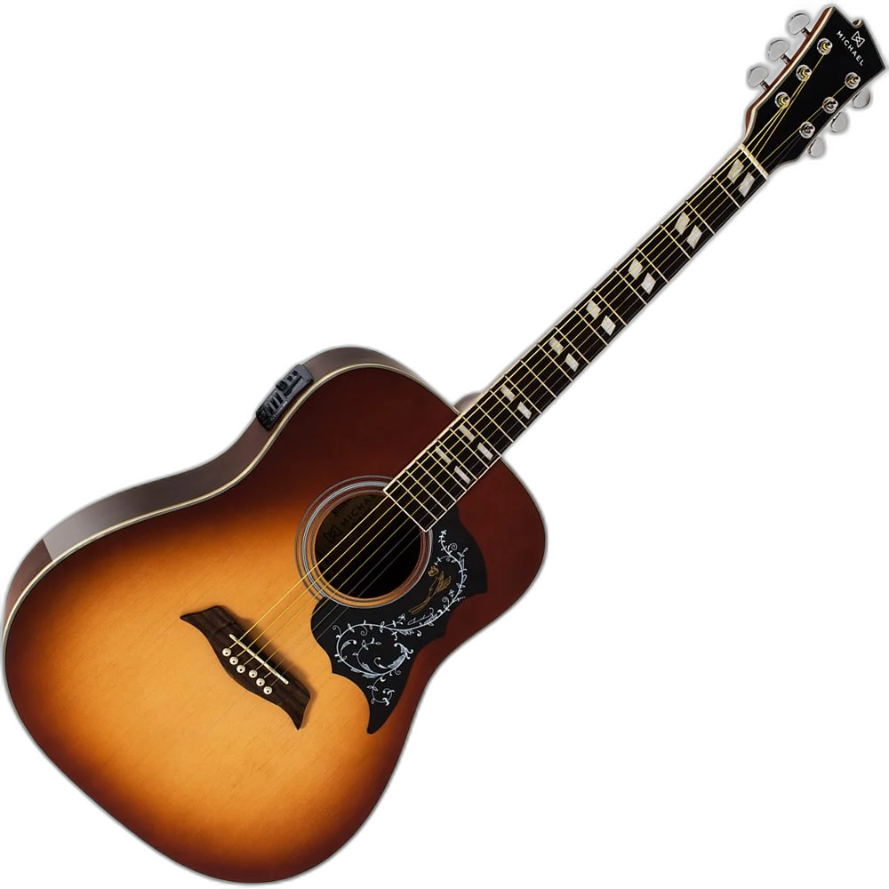Violão Elétrico Michael Vm925 Folk Aço Vintage Sunburst