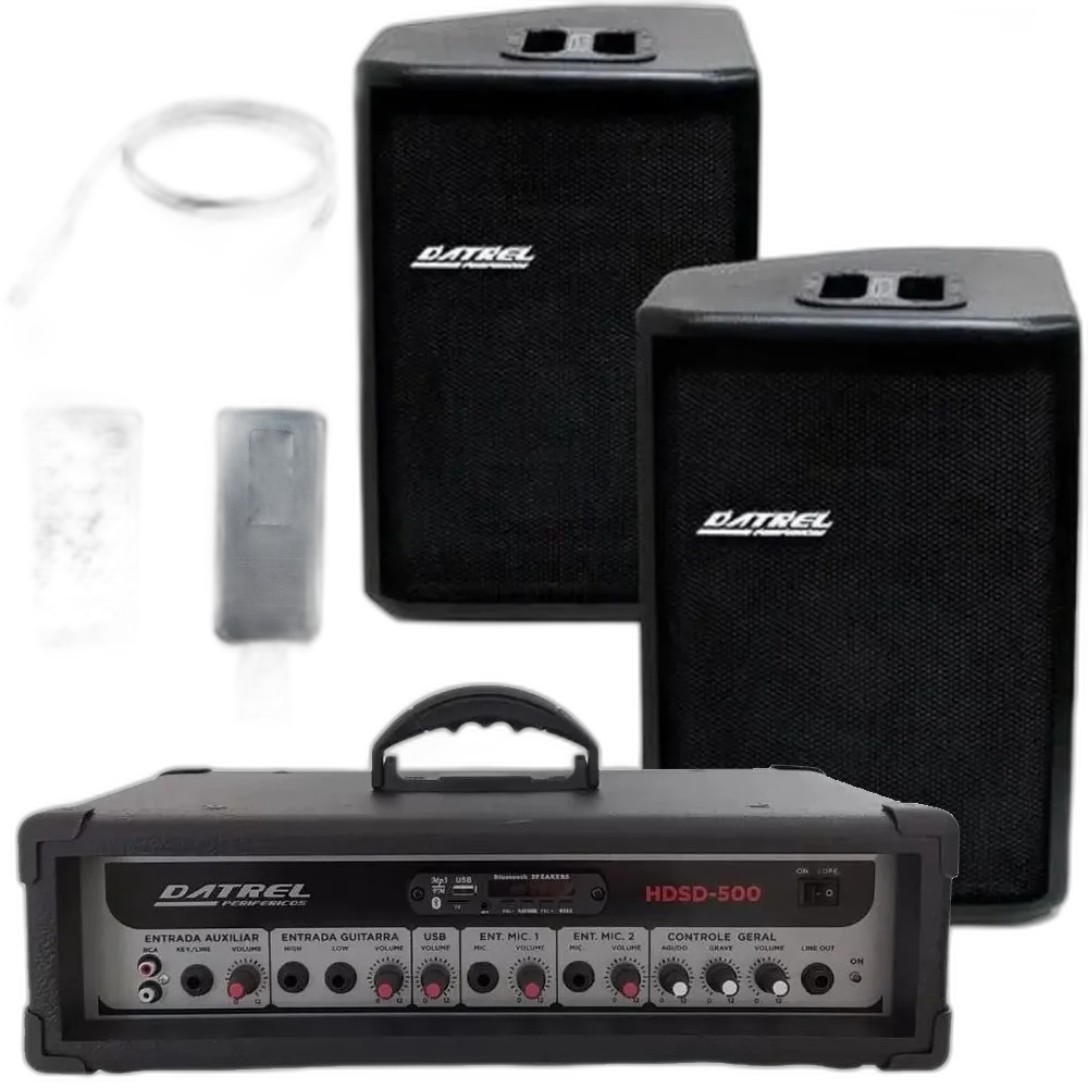 Kit 2 Caixa De Som 500w + Cabeçote Cabos Brinde 500w Datrel