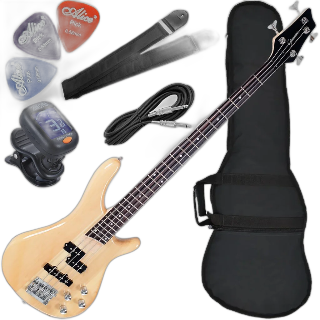 Kit Contrabaixo Elétrico 4 Cordas Giannini Gb-200A Natural