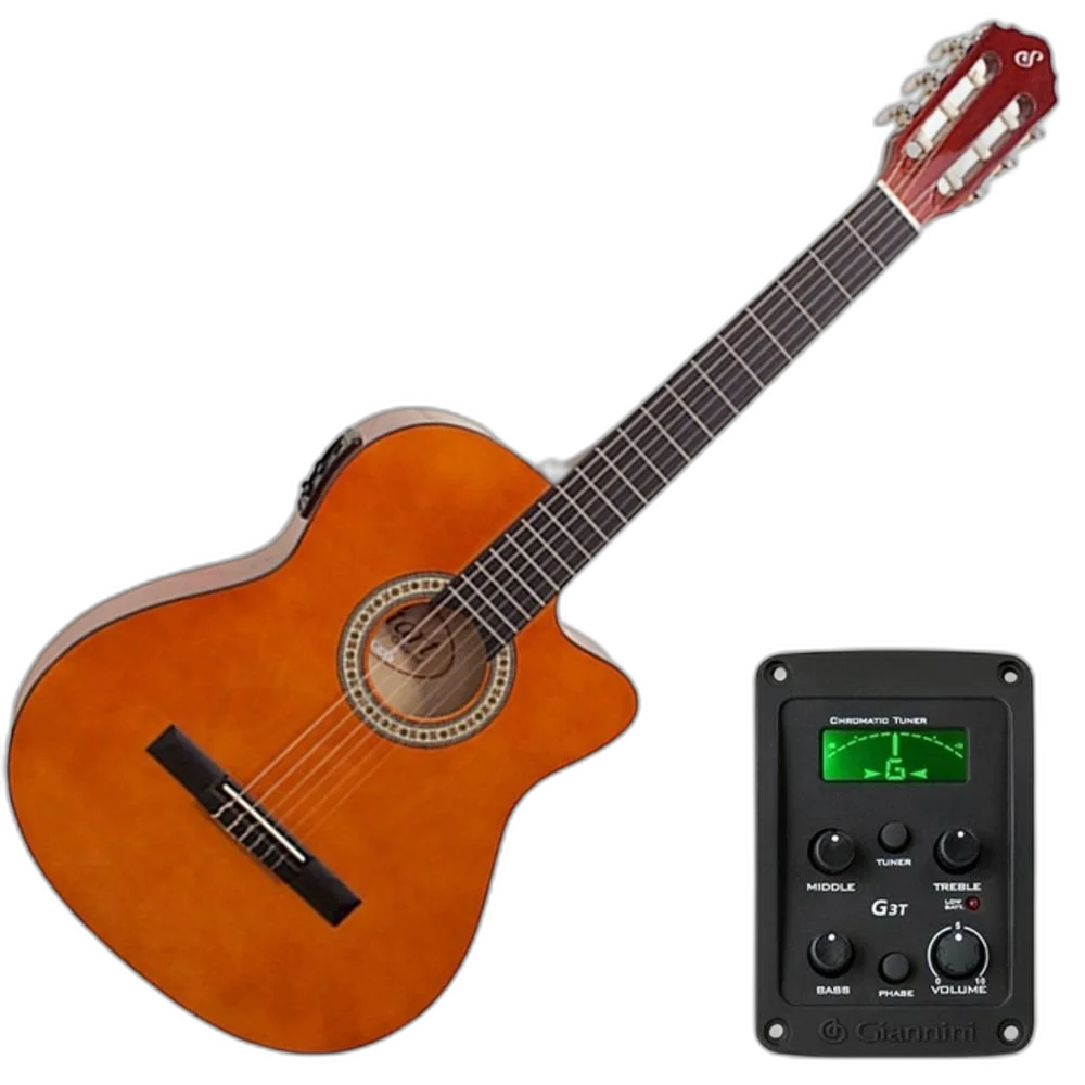 Violão Giannini Flat Eletroacústico 14 Nt Nylon Com Afinador