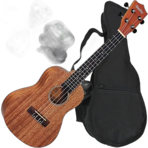 Kit Ukulele Acústico Concerto C/ Capa + Palhetas + Afinador + Escudo Su23m Shelby - Natural
