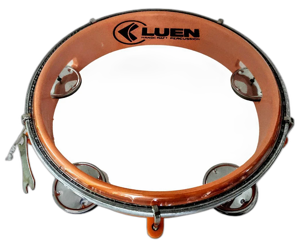 Pandeiro Luen 40084 8" Polegadas ABS Inox Cristal Laranja