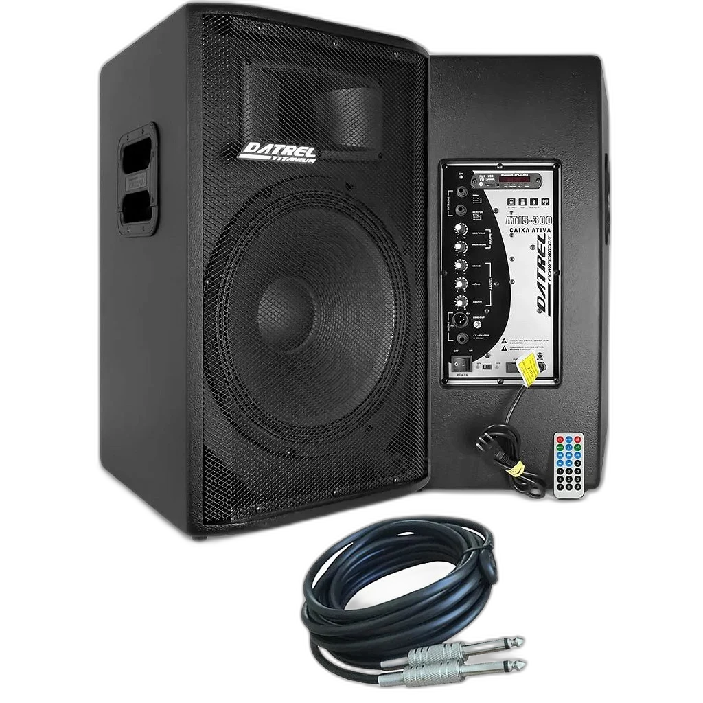 Kit Caixa de Som Ativa e Passiva Falante 15" 600w Rms Titanium Bluetooth Usb CSX01