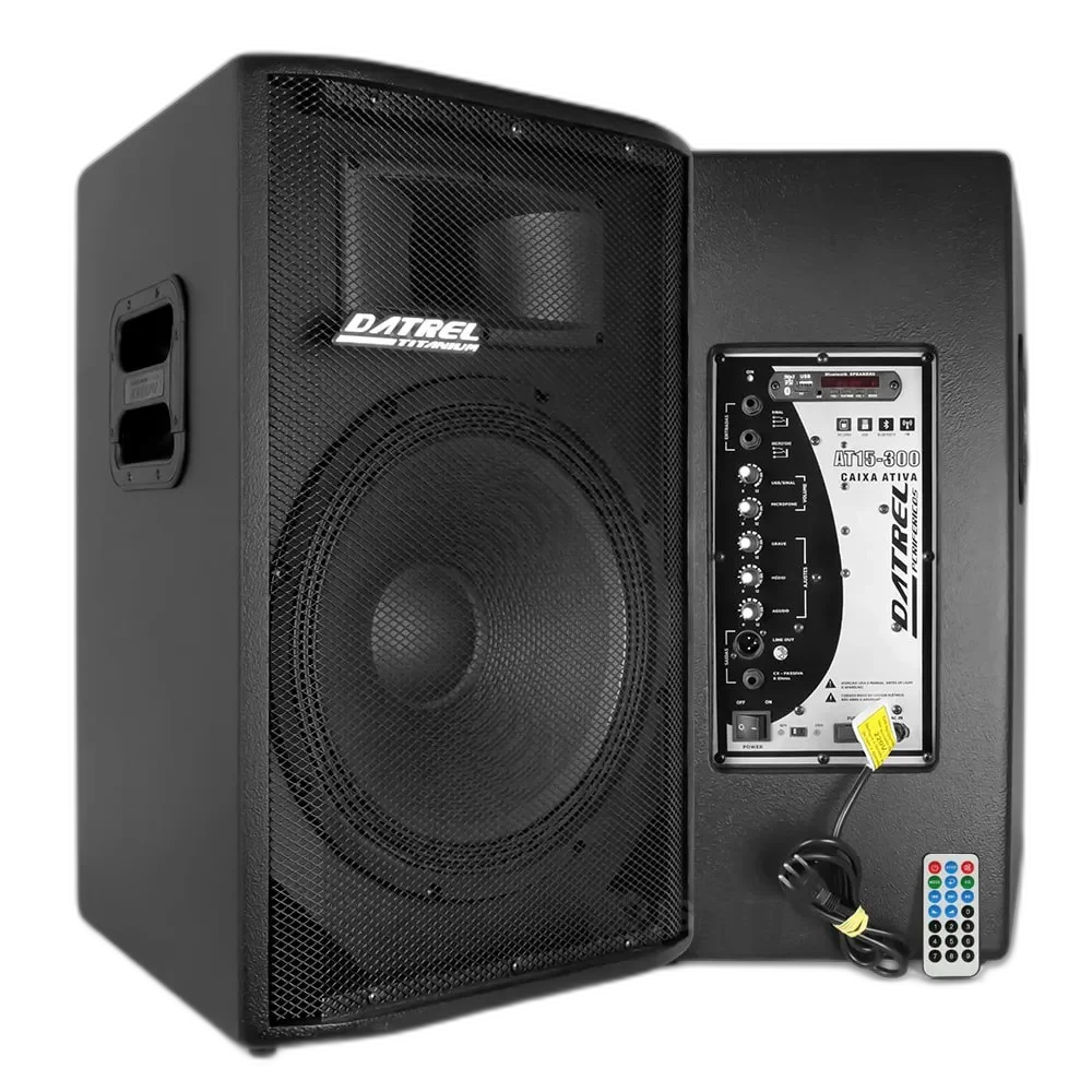 Kit Caixa de Som Ativa e Passiva Falante 15" 600w Rms Titanium Bluetooth Usb CSX01