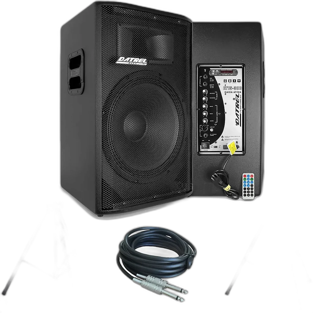 Kit Caixa de Som Ativa e Passiva Falante 15" 600w Rms Titanium Bluetooth Usb CSX02