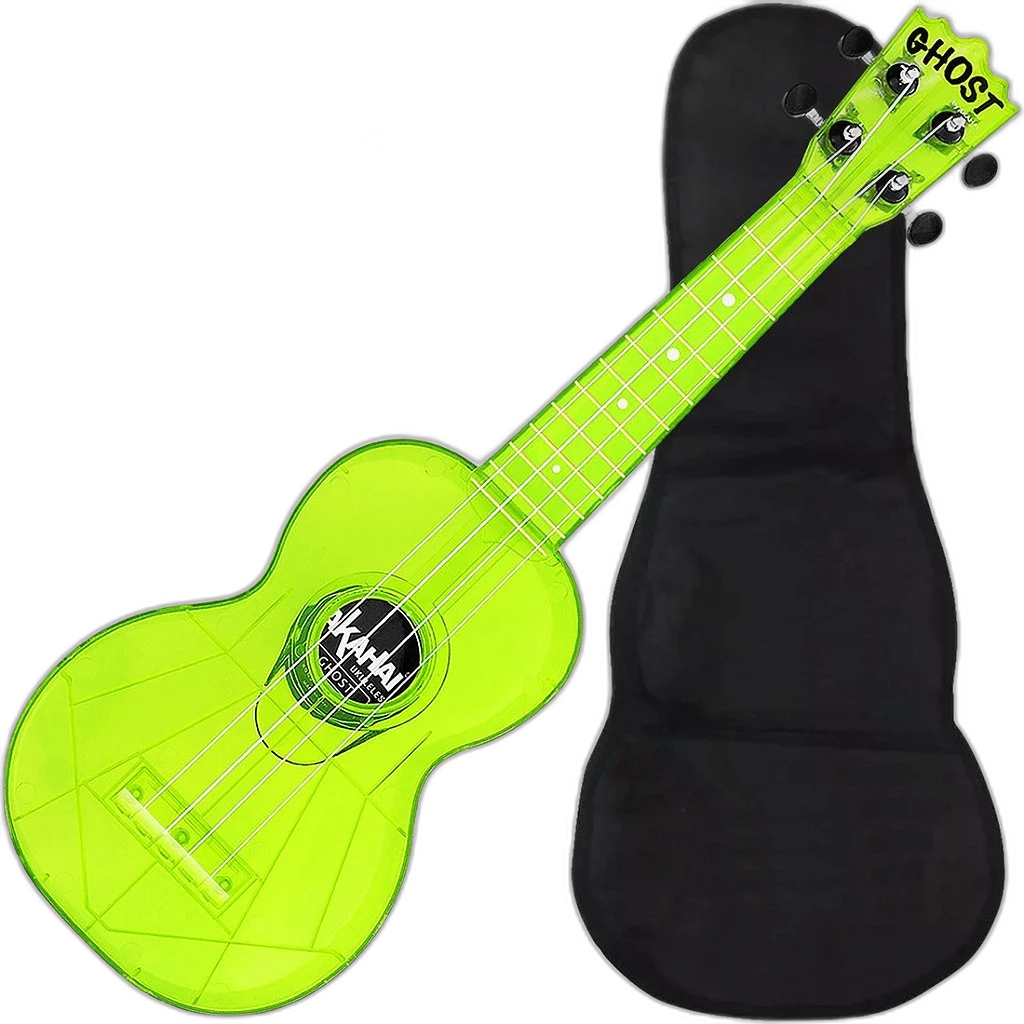 Kit Ukulele Akahai Ghost Soprano Acústico Hawaii Lemon Transparente Ux01