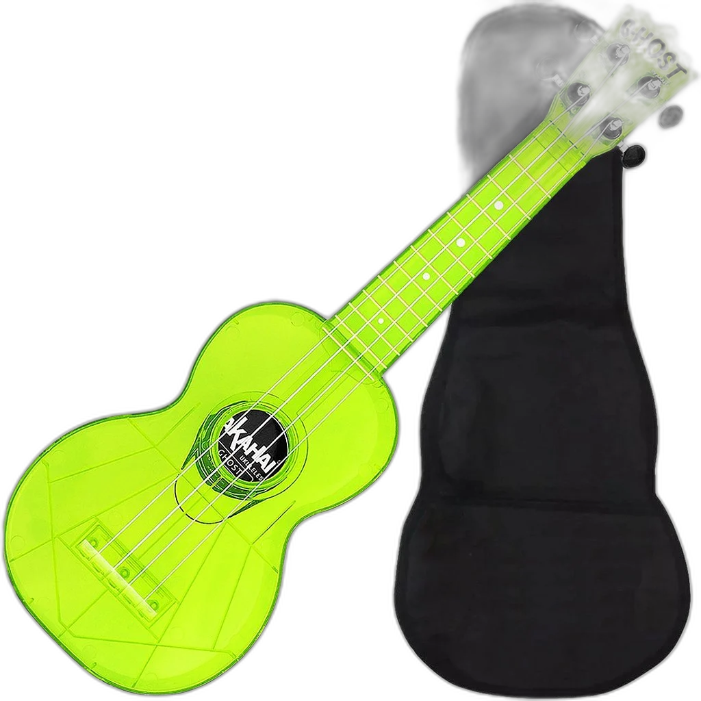 Kit Ukulele Akahai Ghost Soprano Elétrico Ativo Hawaii Lemon Transparente Ux03