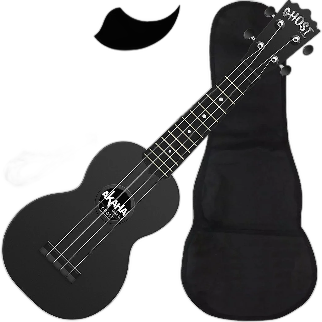 Kit Ukulele Akahai Ghost Soprano Elétrico Ativo Hawaii Volcano Rocks EQ Ux03
