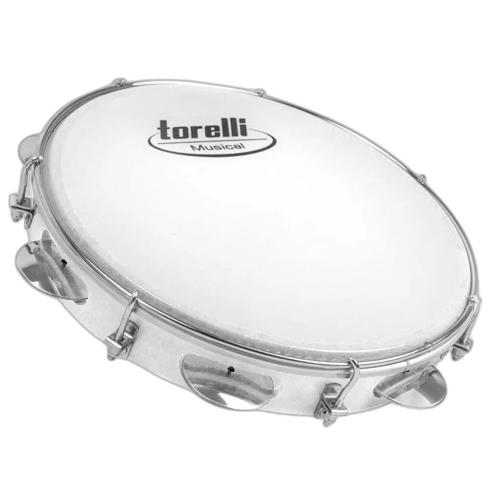 Pandeiro 10 Pele Nailon Branco TP309BC Aro Aço Inox