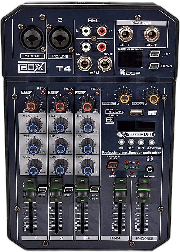 Mesa De Som 4 Canais Boxx T4 Interface Usb Lives E Gravações