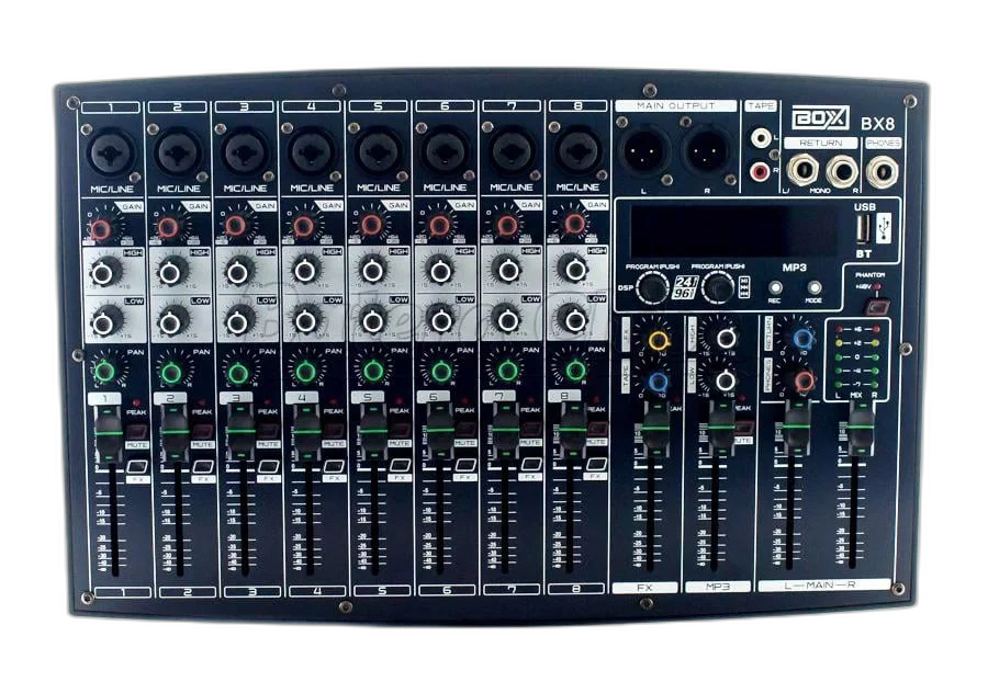Mesa de Som Mixer BOXX BX8 8 Canais para Lives e Gravações Interface Plug and Play para Smartphones
