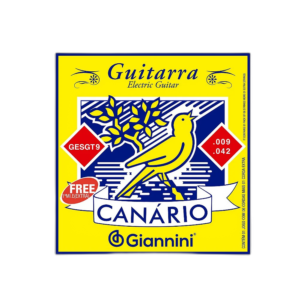 Encordoamento Guitarra 6 cordas Giannini Canário GESGT9 (.009 – .042)