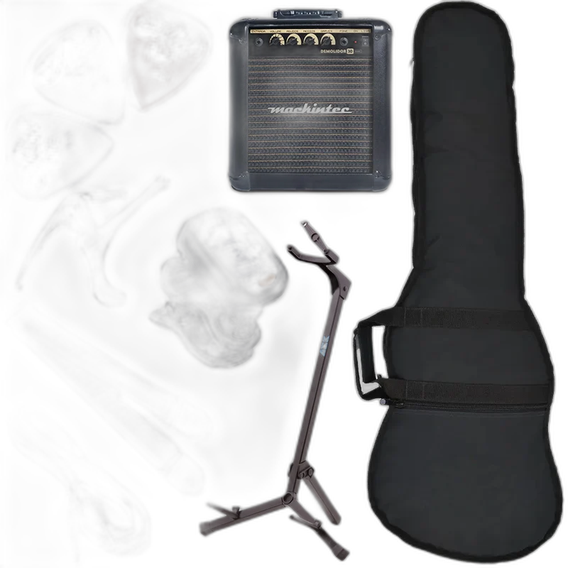 Kit Acessórios Carbon Para Contrabaixo C/ Capa Palhetas Cabo Suporte e Capotraste Cubo BX03