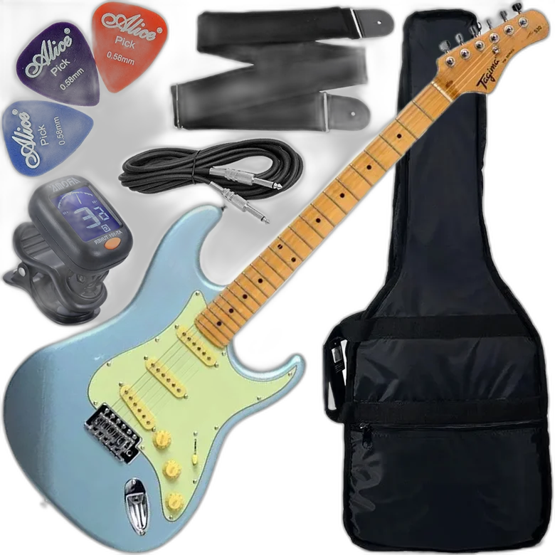 Kit Guitarra Elétrica Strato Tagima Woodstock Tg530 Azul Metálico Gx01