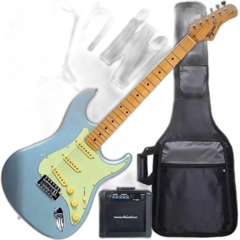 Kit Guitarra Elétrica Strato Tagima Woodstock Tg530 Azul Metálico Gx04