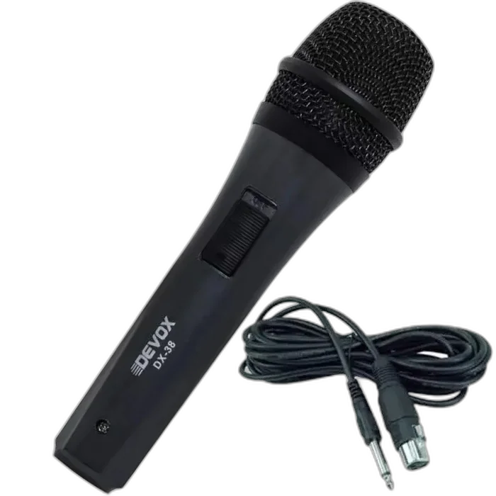 Microfone Com Fio Profissional Dinâmico Devox DX-38 Com Cabo