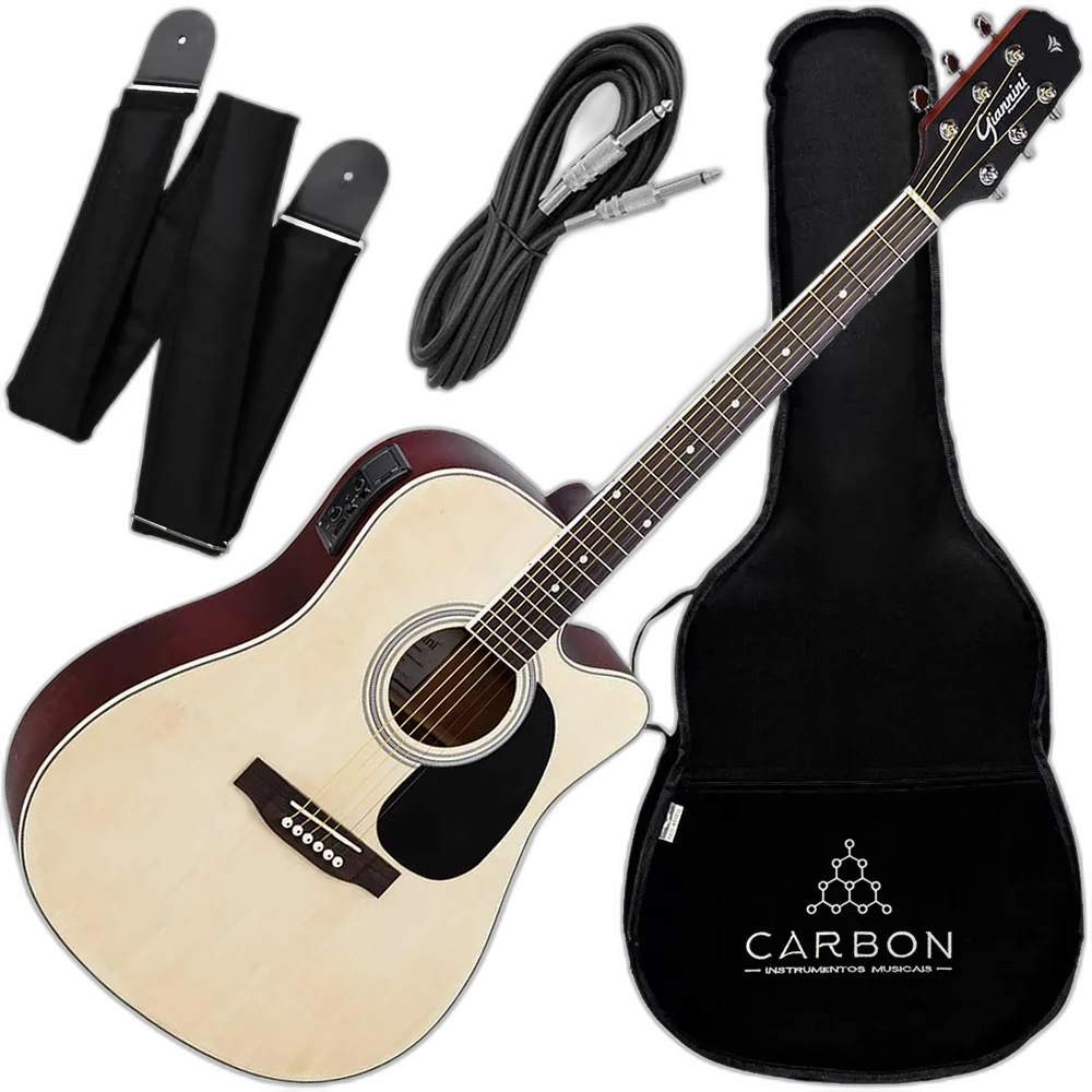 Kit Violão Elétrico Aço Giannini GDC-1 CEQ Natural Satin NS