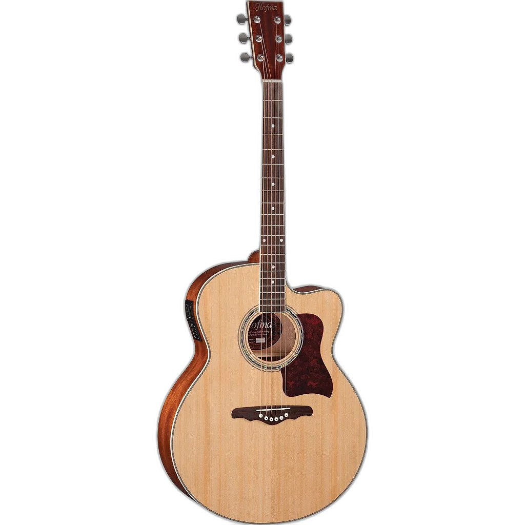 Violão Eletroacústico Cutway Jumbo Hofma HMJ223 Aço Natural Brilhante
