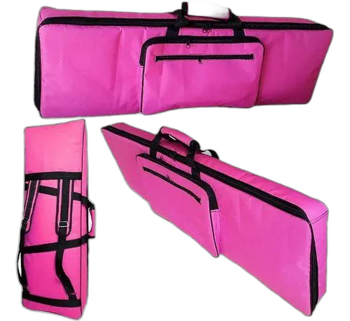 Capa Bag Para Teclado Musical 5/8 Nylon Master Luxo Rosa