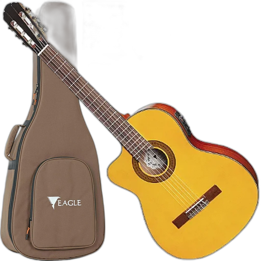 Kit Violão Elétrico Canhoto Eagle CH800 LH Nylon Natural Vx02
