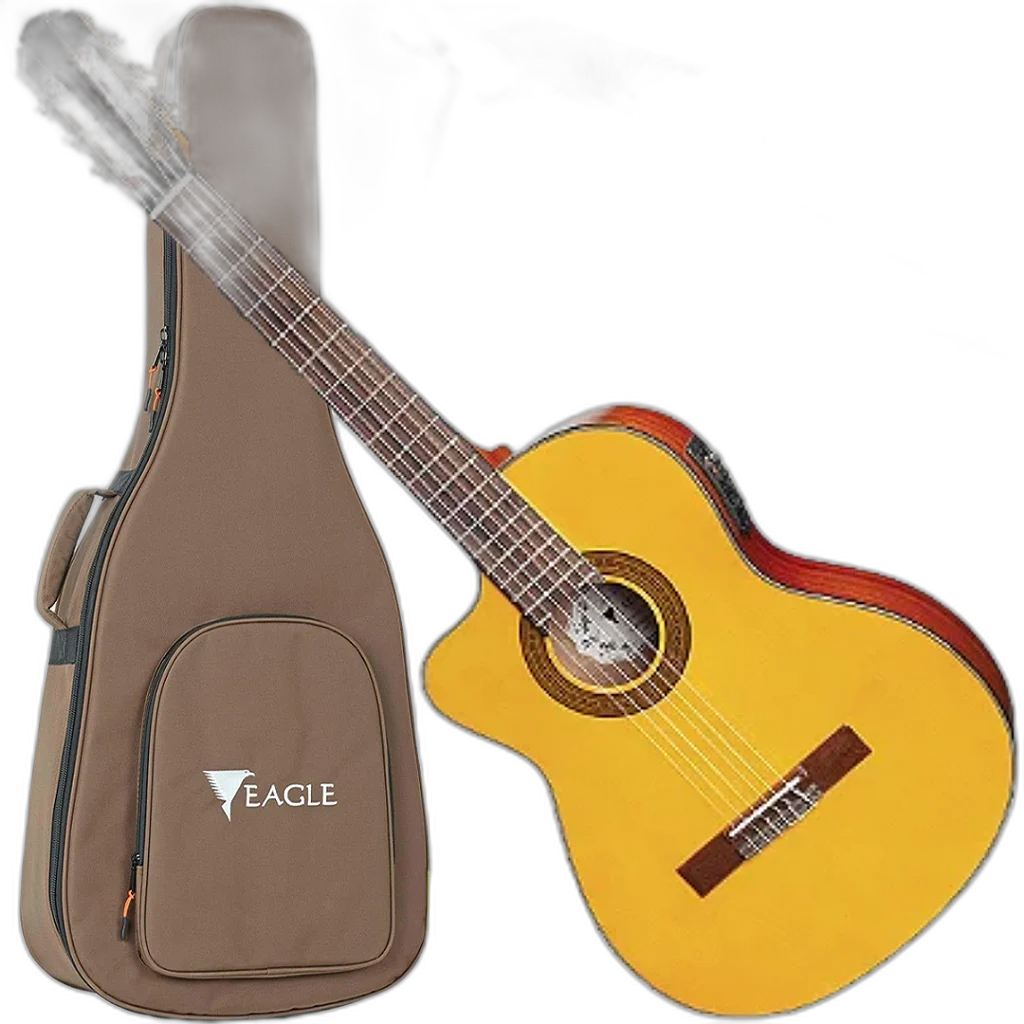 Kit Violão Elétrico Canhoto Eagle CH800 LH Nylon Natural Vx03