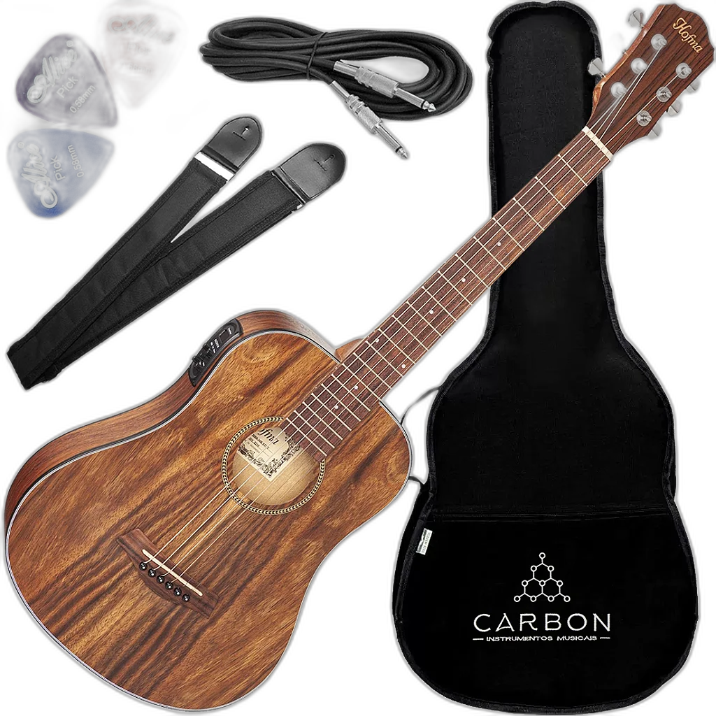 Kit Violão Eletroacústico Hofma Folk Baby HBB 34K Natural Vx01