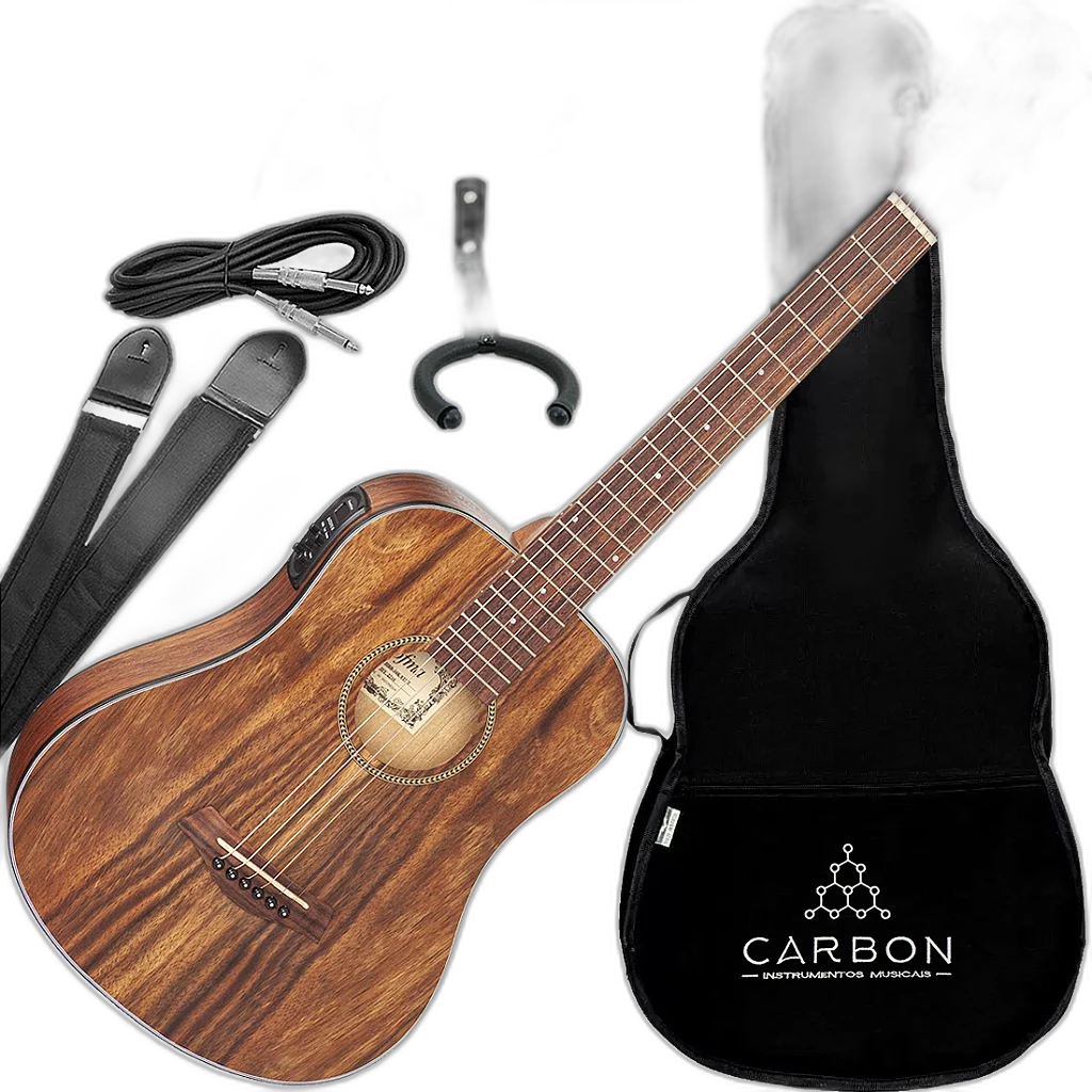 Kit Violão Eletroacústico Hofma Folk Baby HBB 34K Natural Vx02