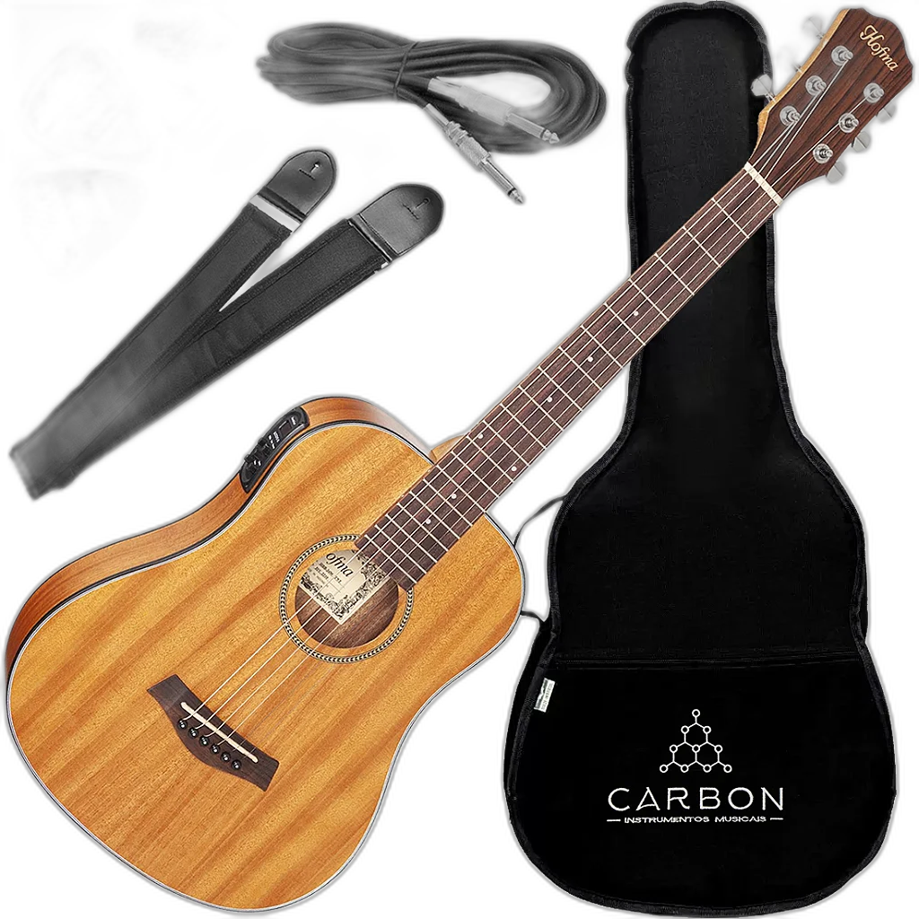 Kit Violão Eletroacústico Hofma Folk Baby HBB 34M Mogno Vx01