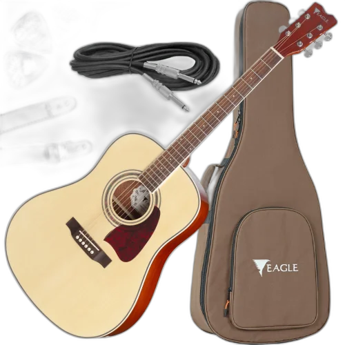 Kit Violão Eletroacústico Eagle CH888 STNT Aço Natural Fosco Vx01