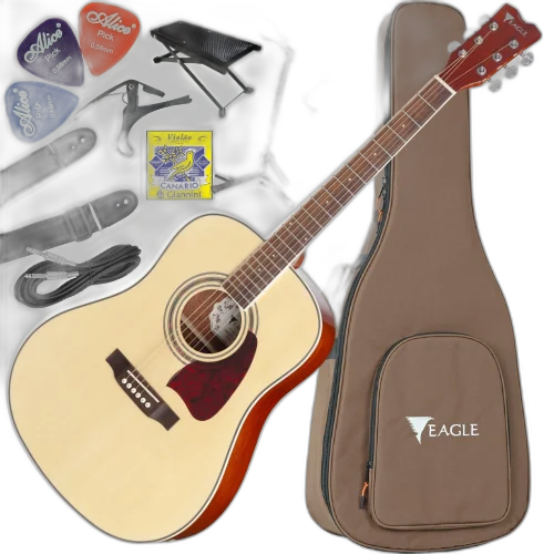 Kit Violão Eletroacústico Eagle CH888 STNT Aço Natural Fosco Vx03