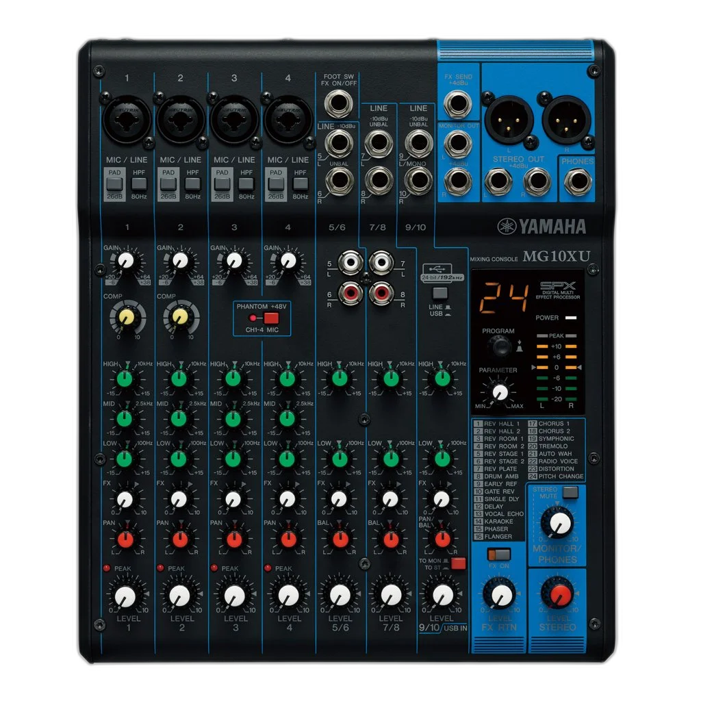 Mesa de Som Analógica Mixer Yamaha MG10XU 10 Canais 110V Preta